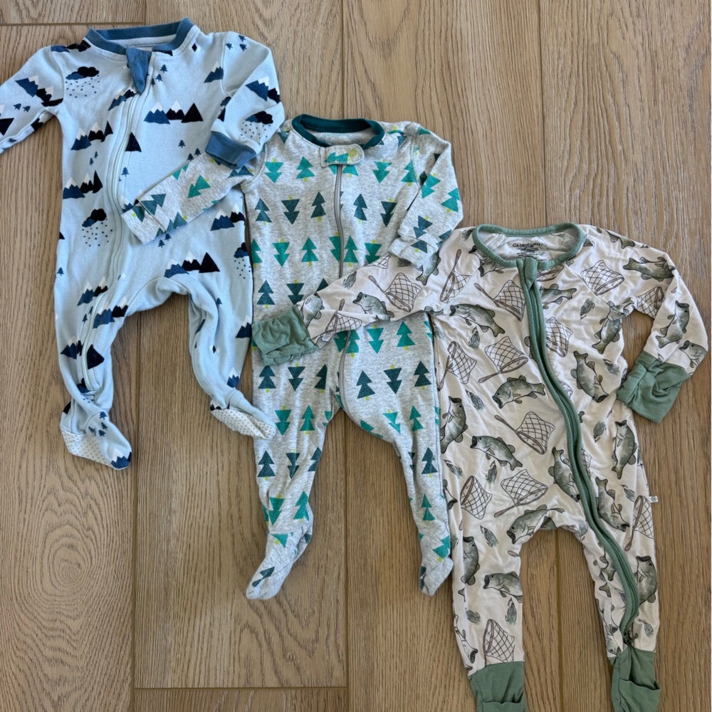 Outdoorsy Nature Baby One Pieces - Blue, Green, Cream